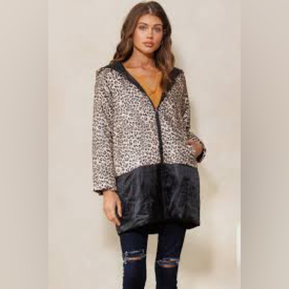 Oddi Leopard Print and Black Women's Jacket